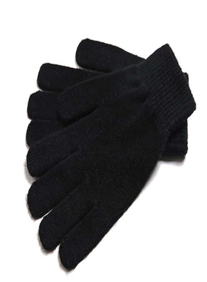 iMongol Pure Cashmere Women Full Fingers Gloves Ladies Knitted Gloves Mittens, Made in Inner Mongolian (Black) - Image 1